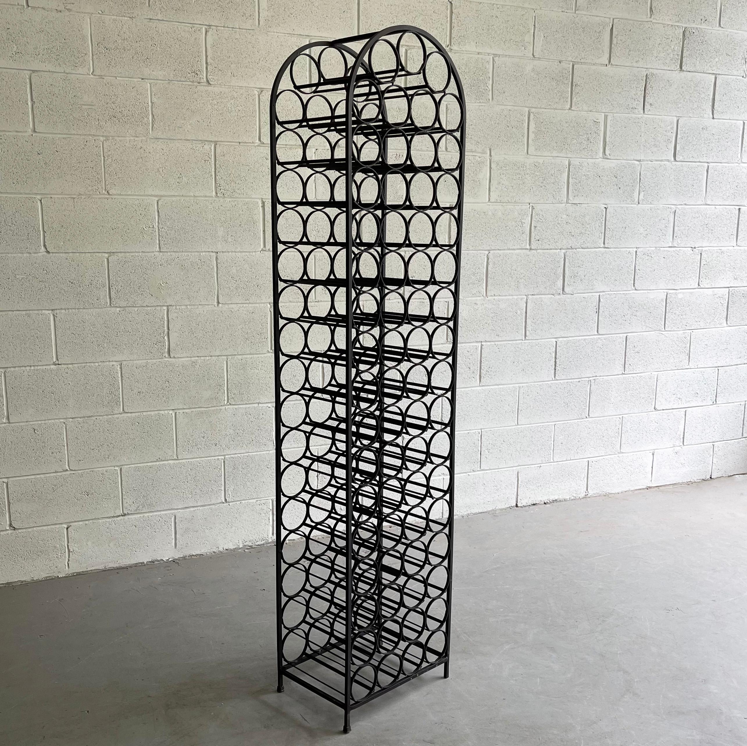 20th Century Mid Century Modern Standing Wrought Iron Wine Rack By Arthur Umanoff For Sale