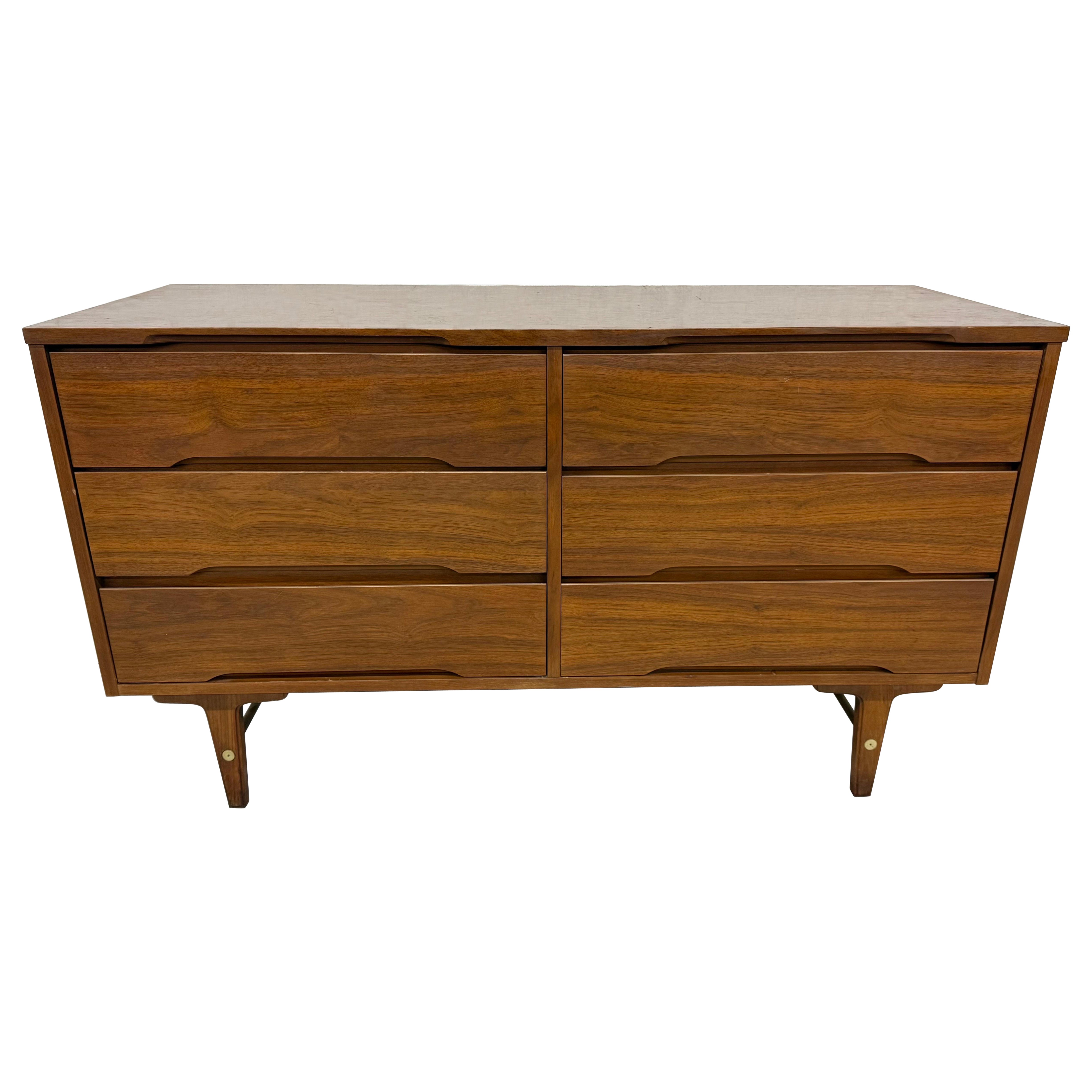 Mid-Century Modern Stanley Walnut Dresser
