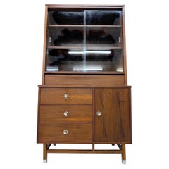 Mid-Century Modern Stanley Walnut Hutch