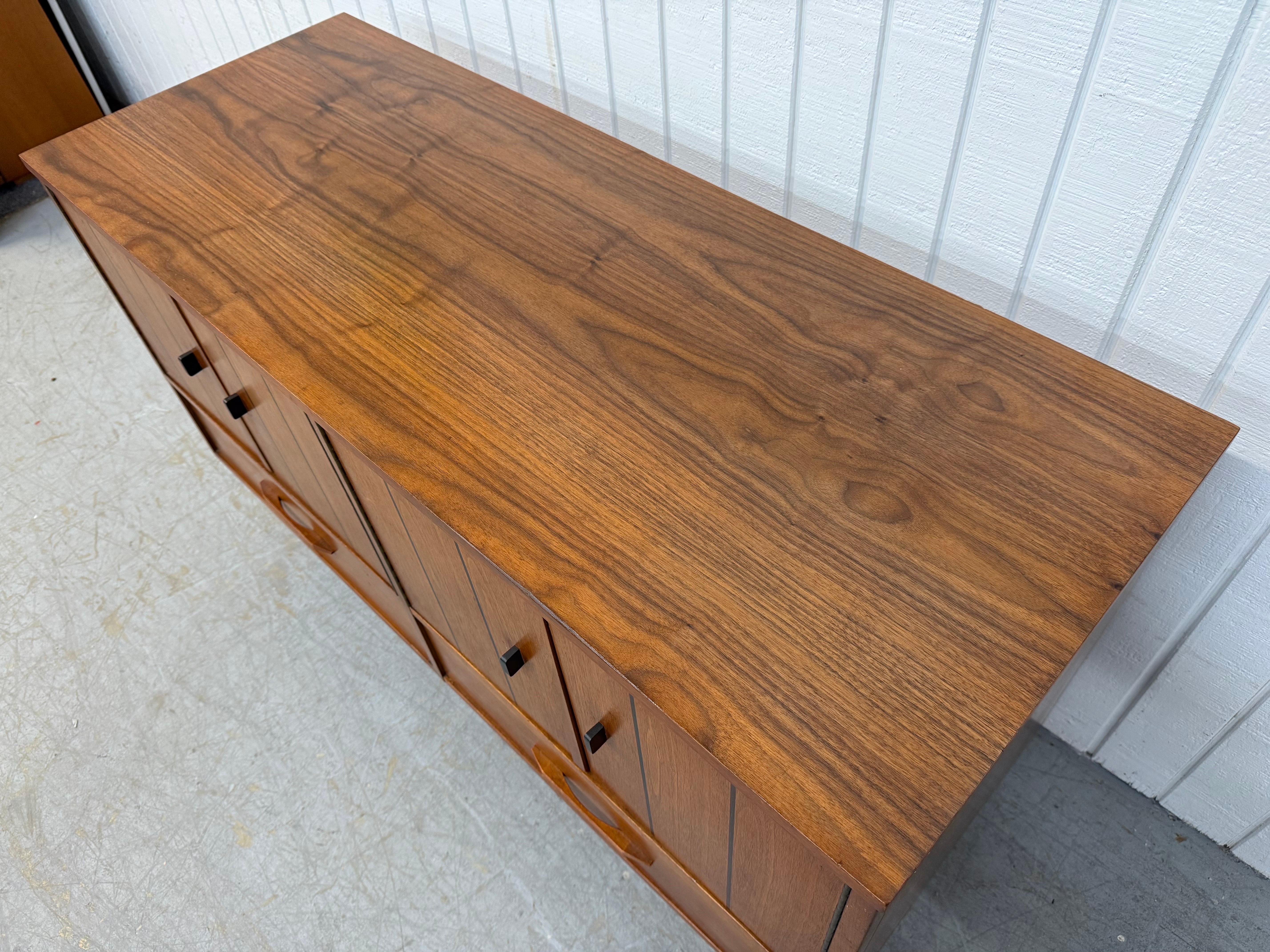 Wood Mid-Century Modern Stanley Walnut Sideboard For Sale