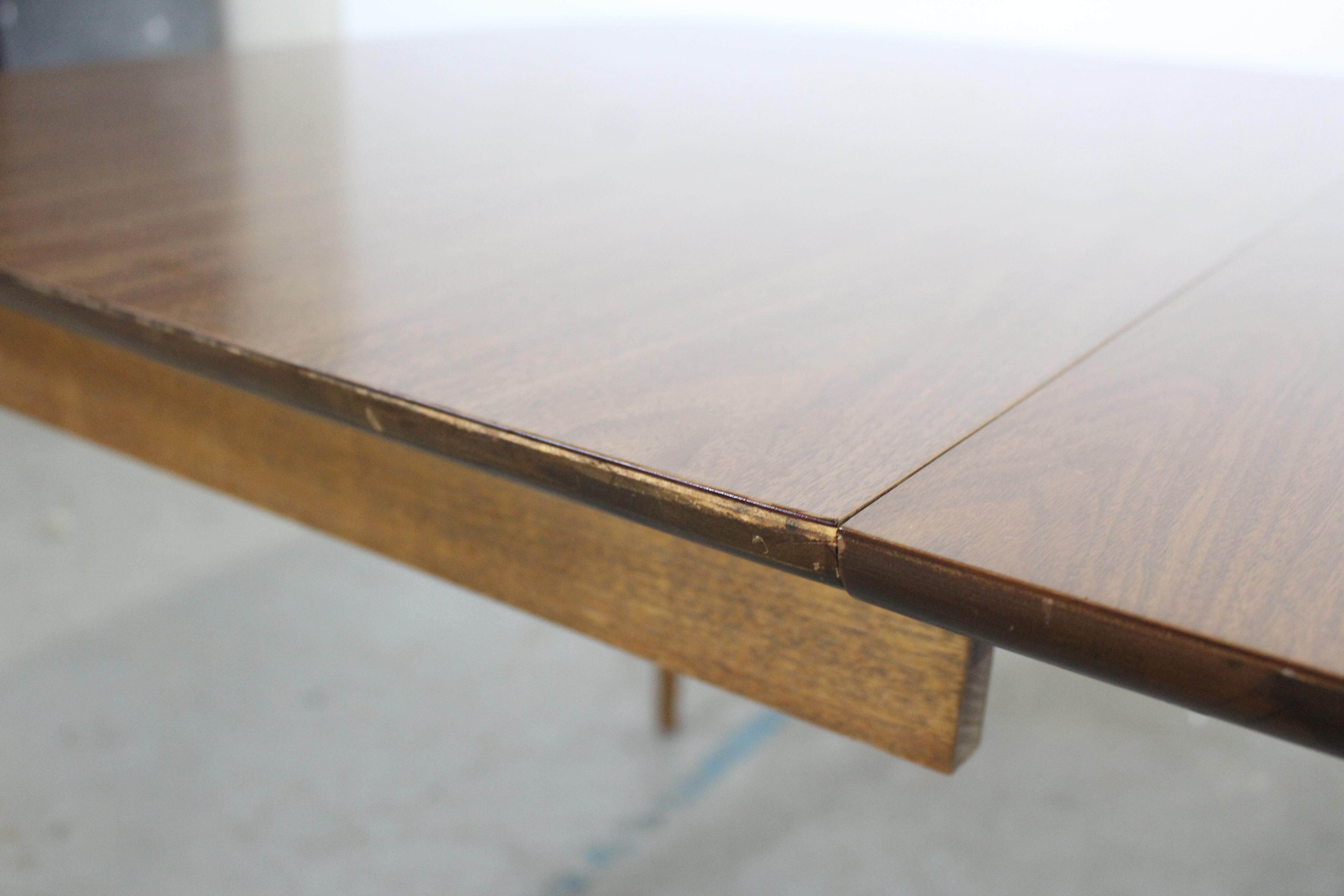 Mid-Century Modern Stanley Walnut Surfboard Dining Table W 3 Extensions 3