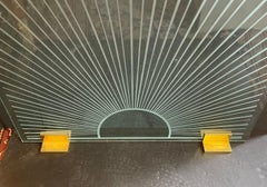Mid Century Modern Starburst Etched Glass Bronze Karl Springer Fireplace Screen