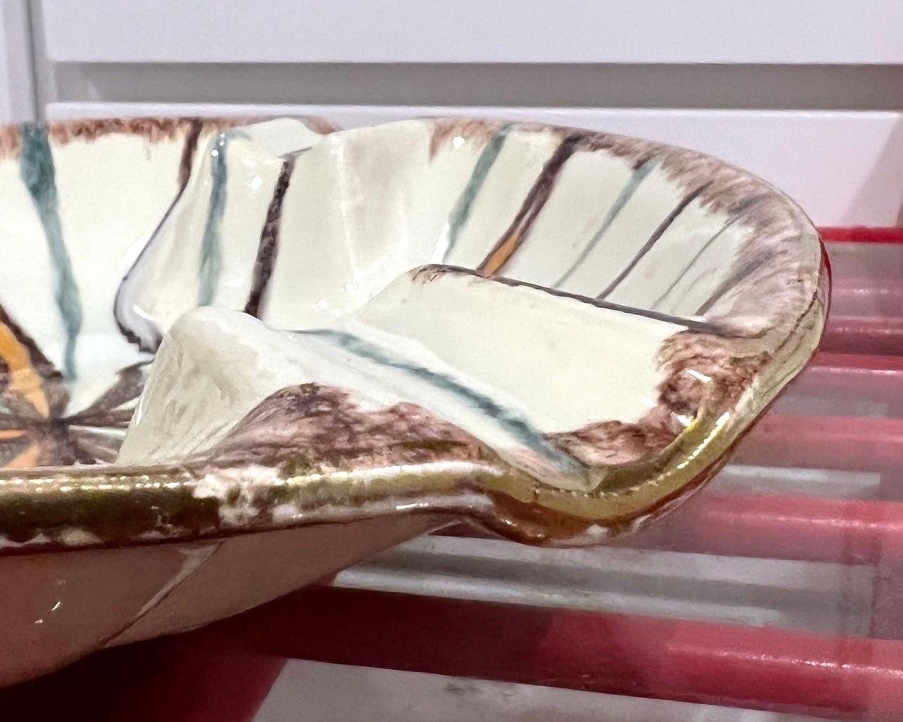 Great minimalist colors in this ceramic ashtray/catchall.   This is one from my personal collection, I hope you love it as much as I do.   I love the starburst effect made in this one.  These make the best gifts for pretty much anyone because it’s