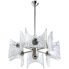 Kalmar Star Shaped Chandelier with Textured Glass, Germany, circa 1960's