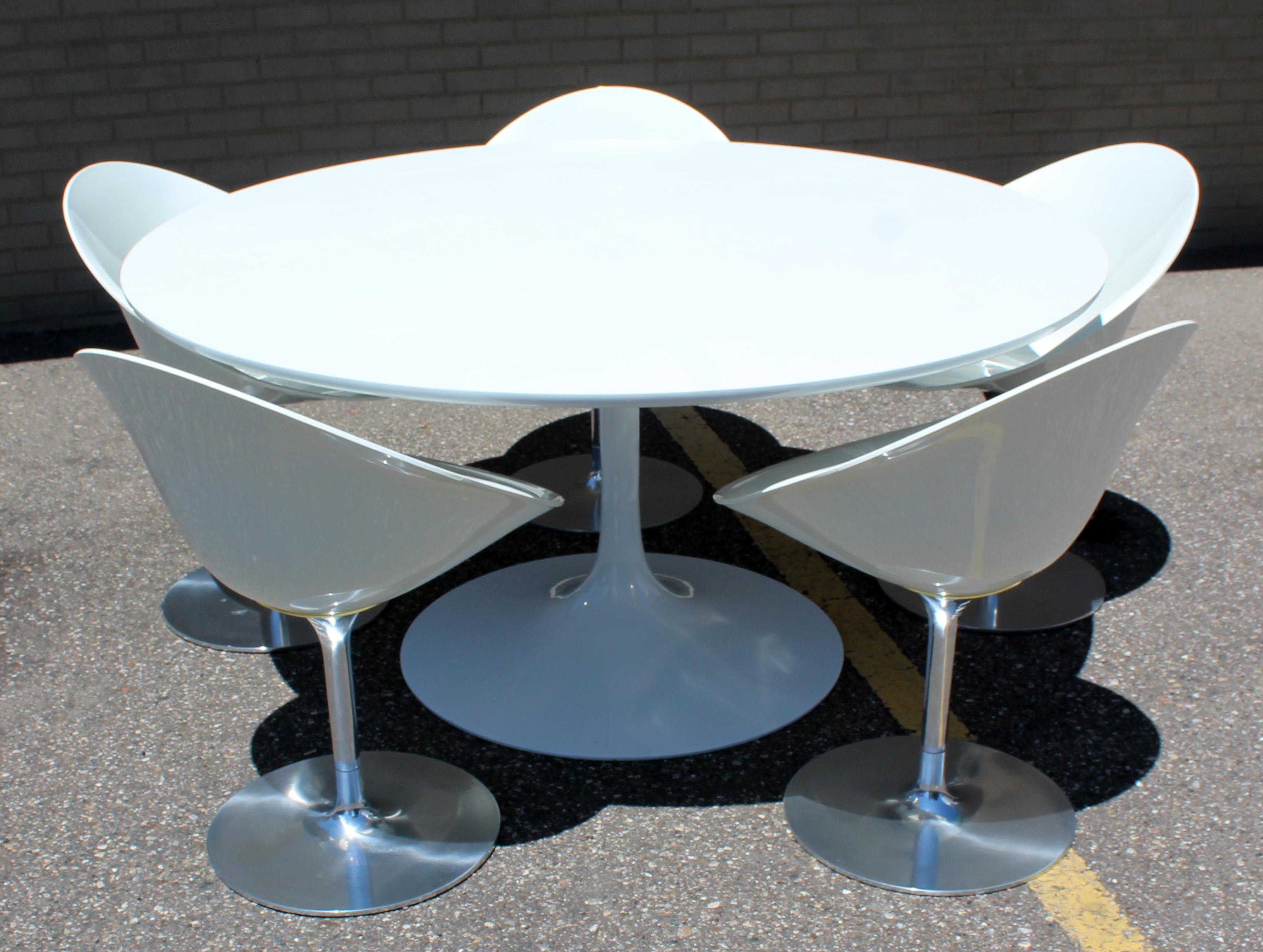 Mid-Century Modern Starck Kartell Set 5 Chrome Eros Dining Chairs, Italy, 1970s 6