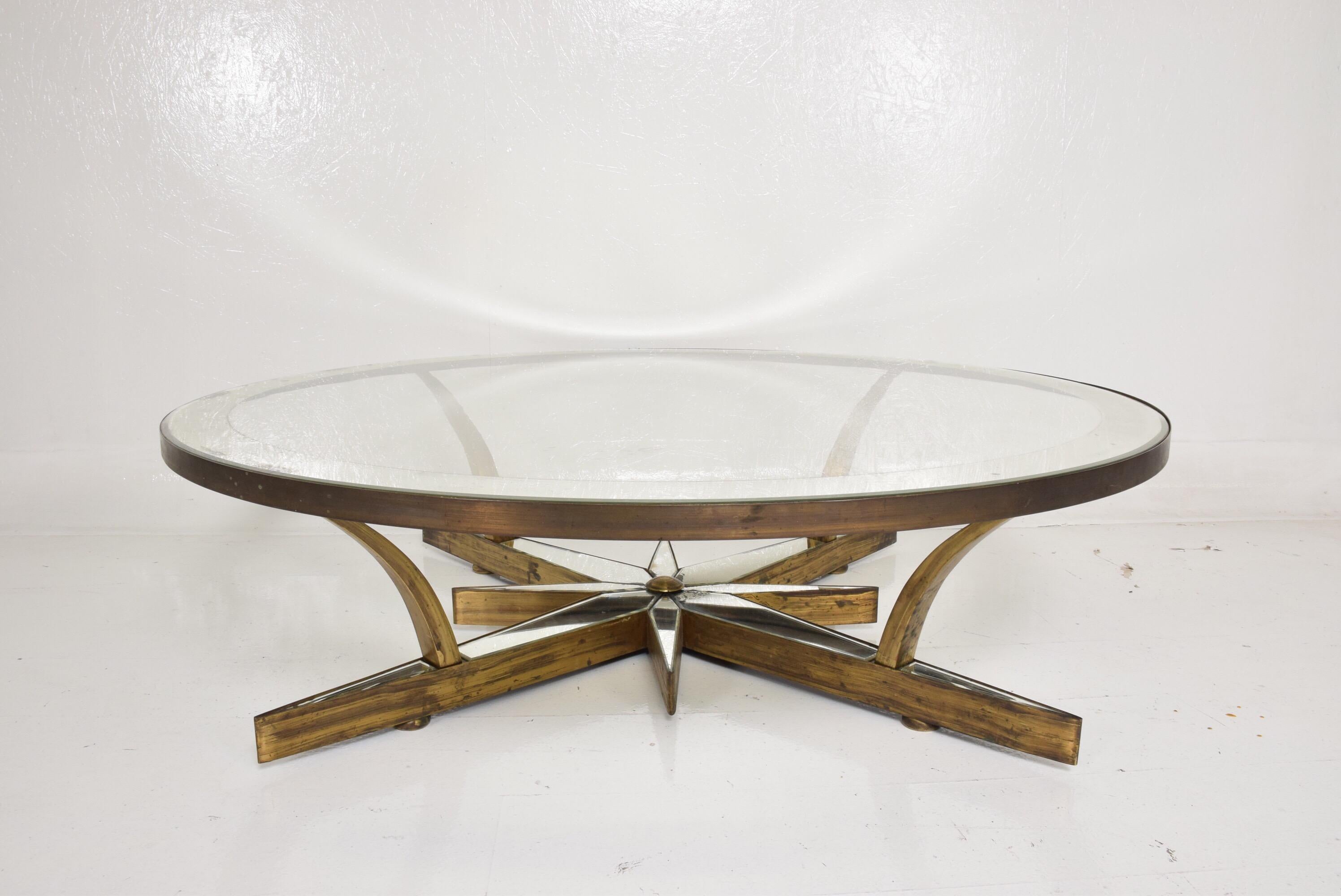 Patinated Mid-Century Modern Star Coffee, Cocktail Table Attributed to Arturo Pani