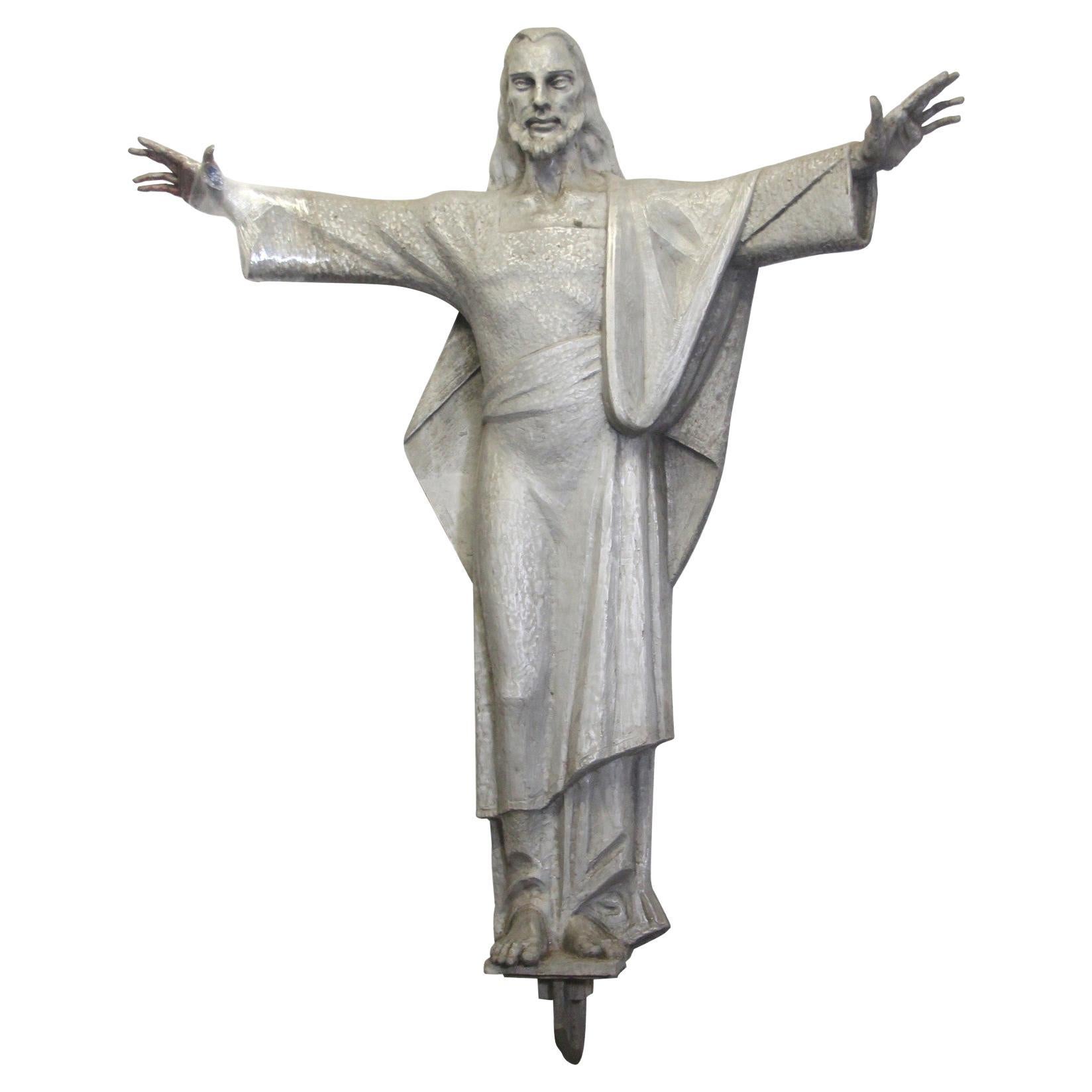 Mid-Century Modern Statue Portraying Jesus with Outstretched Arms For Sale