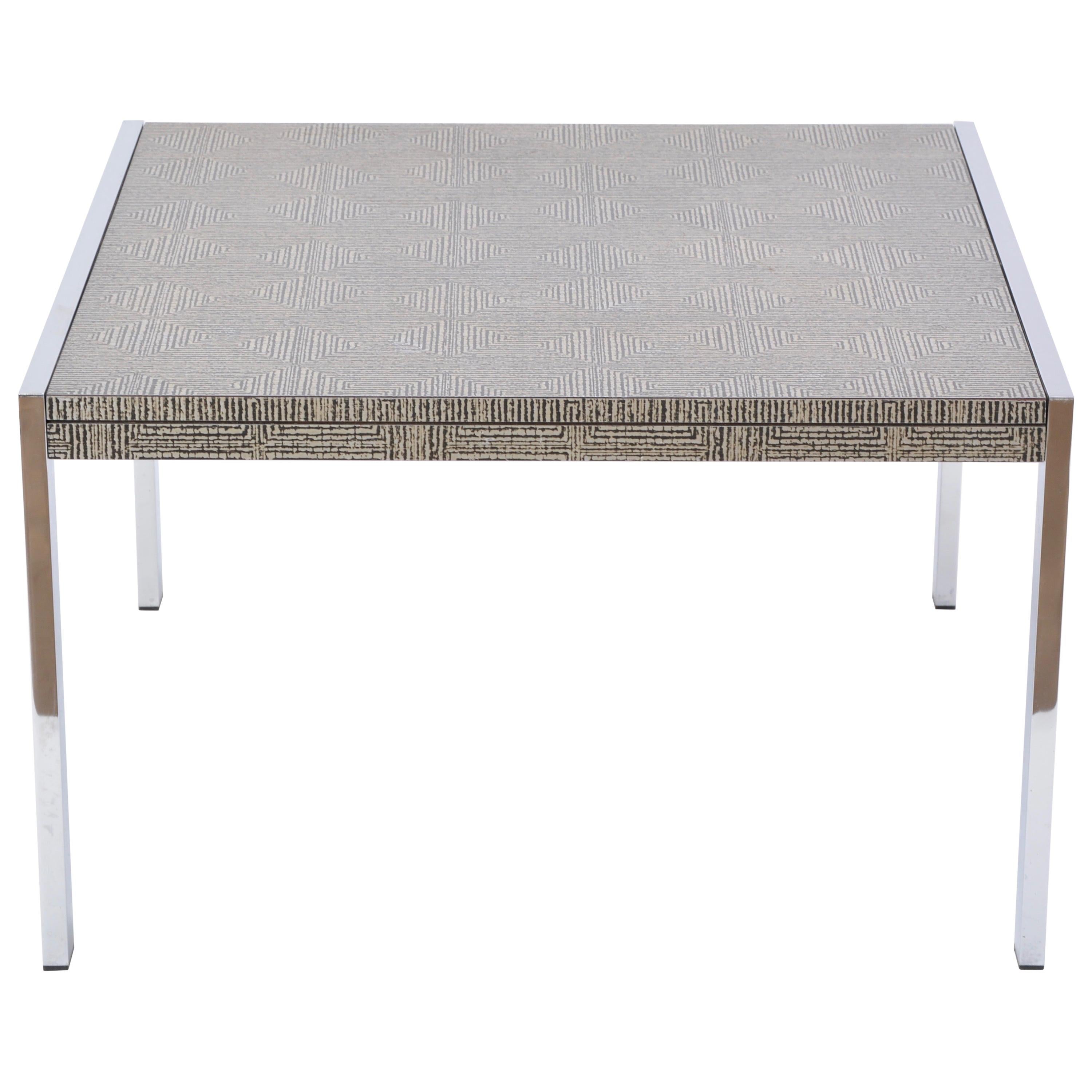 Mid-Century Modern Steel and Aluminium Coffee Table with Graphic Meander Pattern For Sale