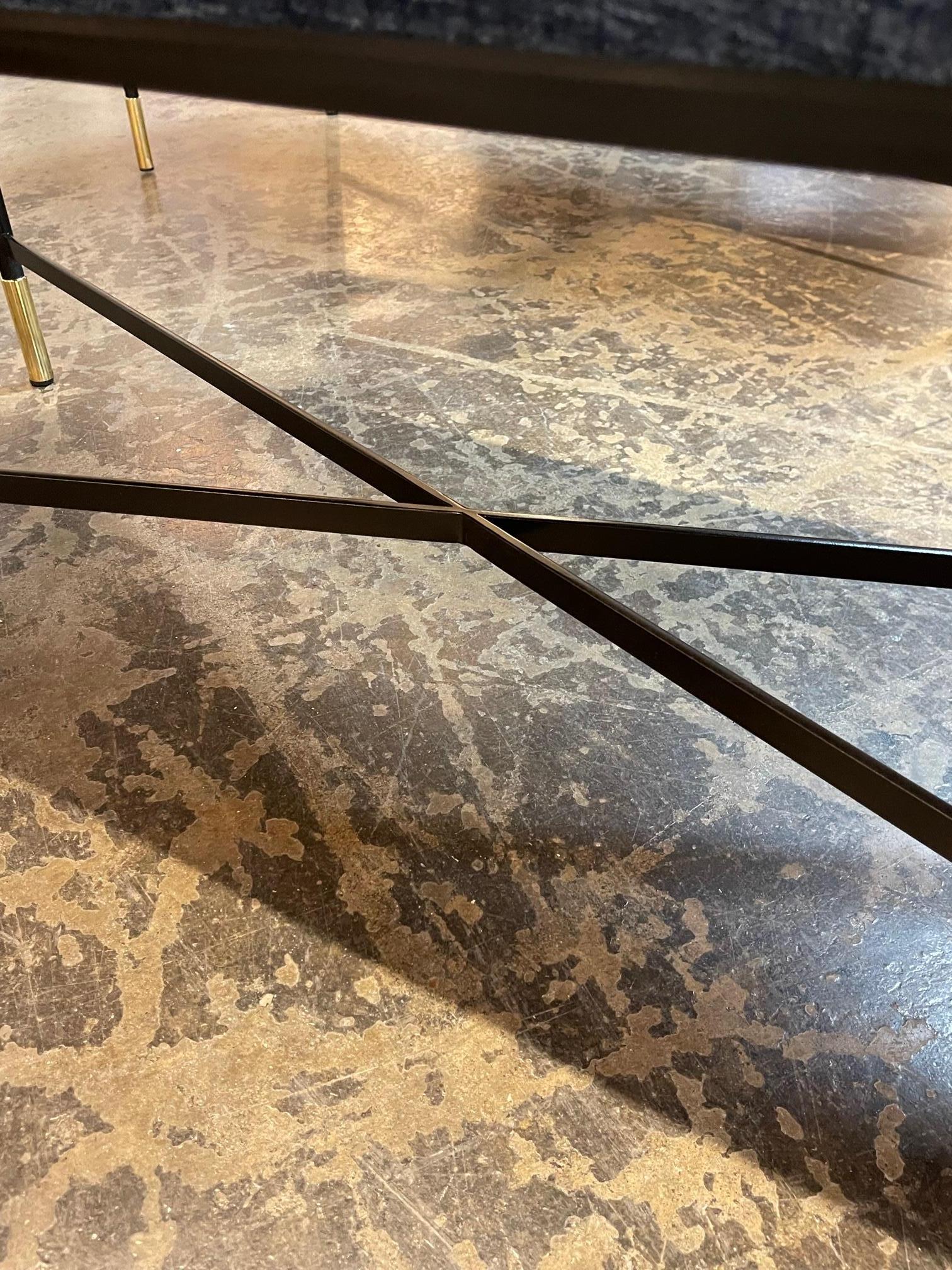 Mid-Century Modern Steel and Brass Upholstered Benches In Good Condition In Dallas, TX