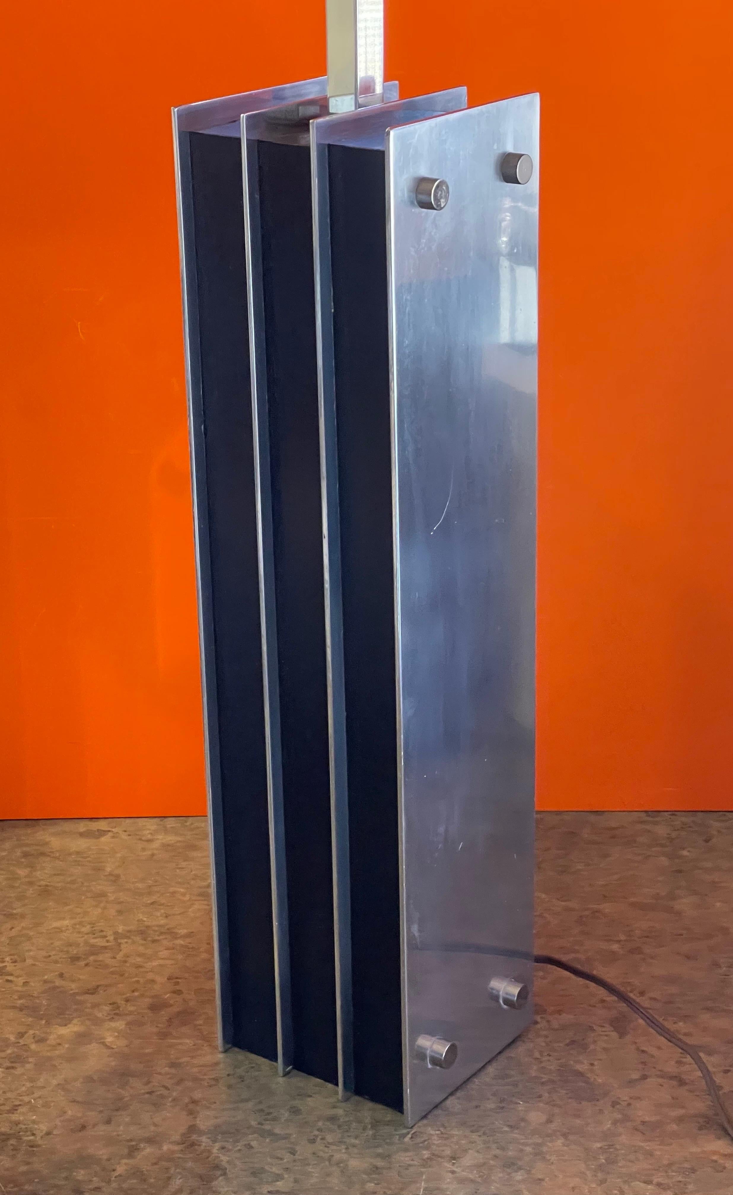 Mid-Century Modern Steel & Ebonized Wood Column Table Lamp by Laurel Lamp Co. For Sale 5