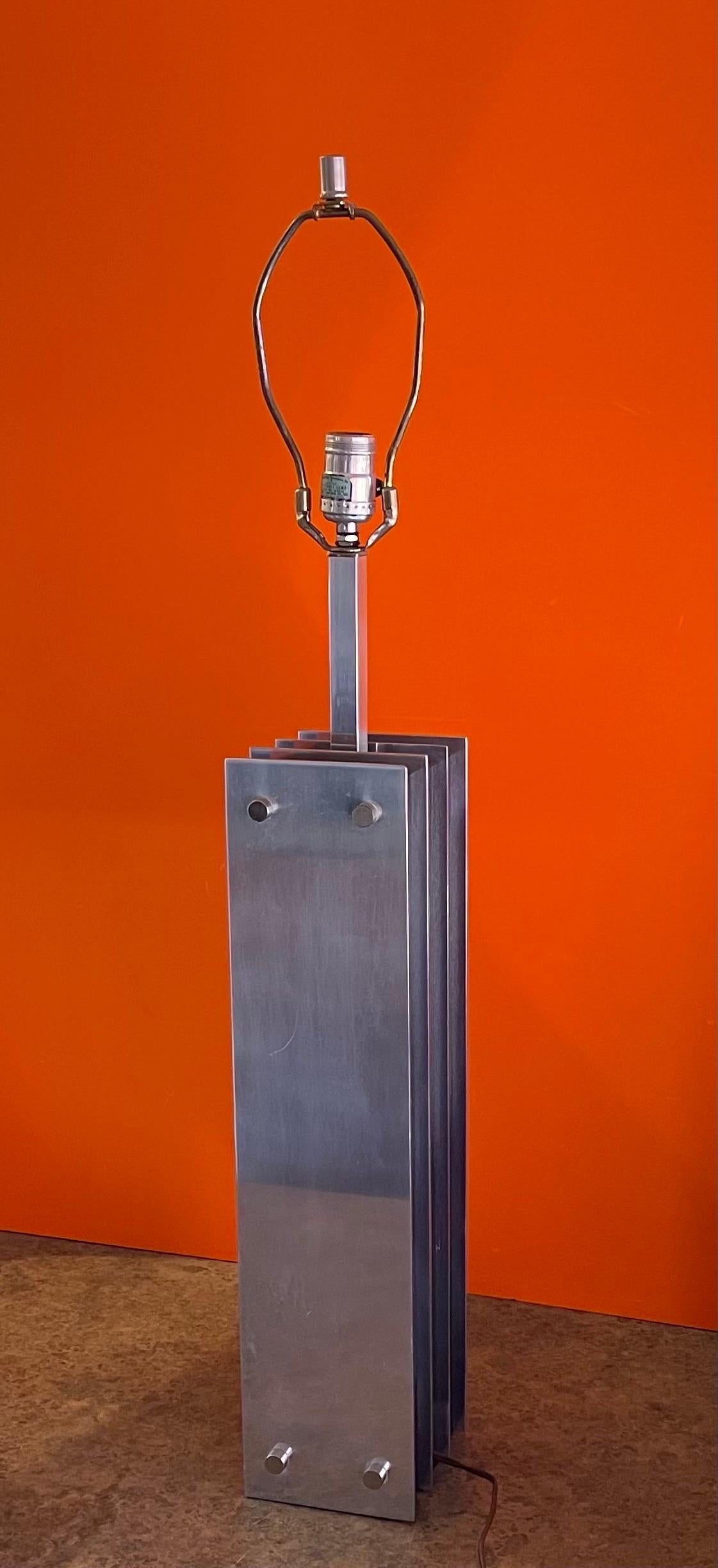 Mid-Century Modern Steel & Ebonized Wood Column Table Lamp by Laurel Lamp Co. For Sale 7