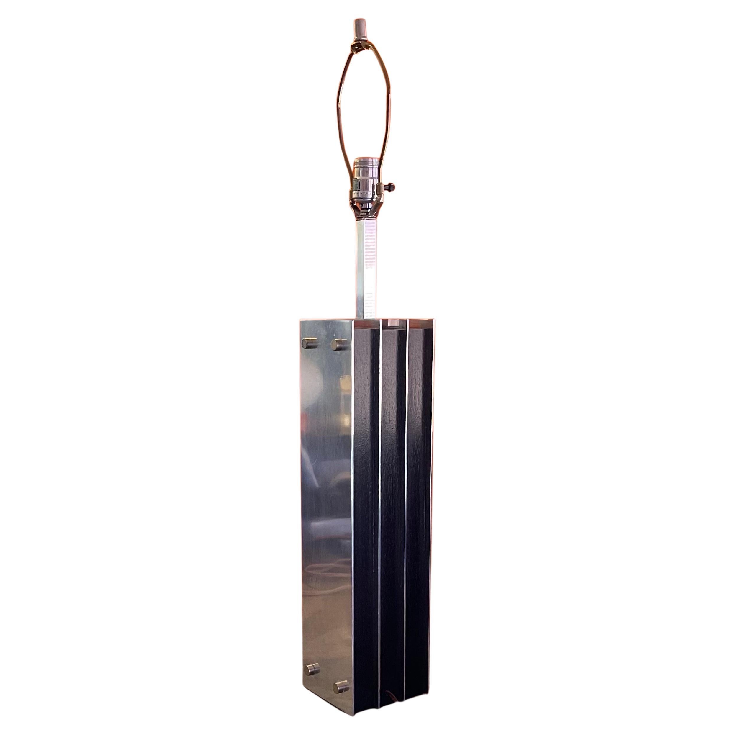 Mid-Century Modern Steel & Ebonized Wood Column Table Lamp by Laurel Lamp Co. For Sale 8