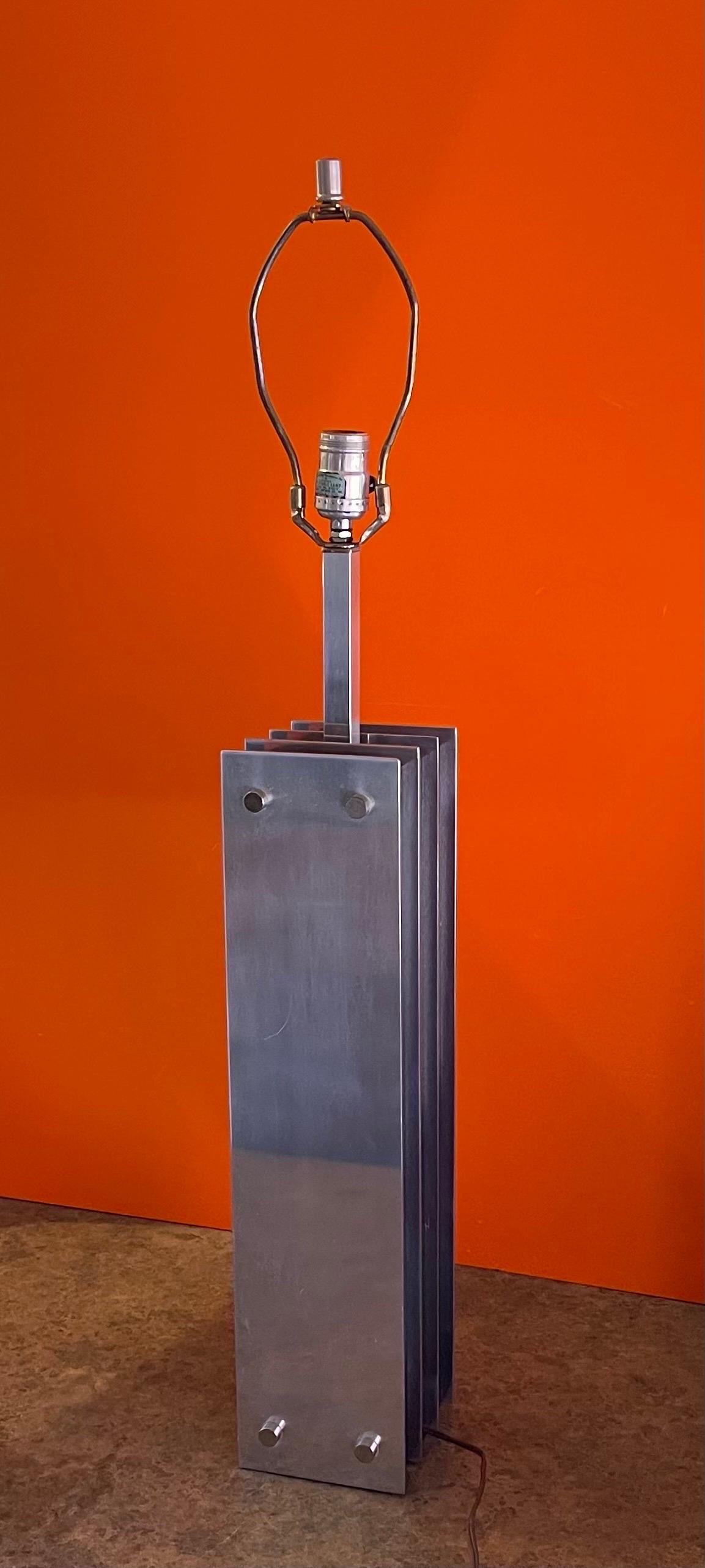 Mid-Century Modern Steel & Ebonized Wood Column Table Lamp by Laurel Lamp Co. For Sale 1