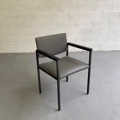 Mid-Century Modern Steel Frame Leather Armchair