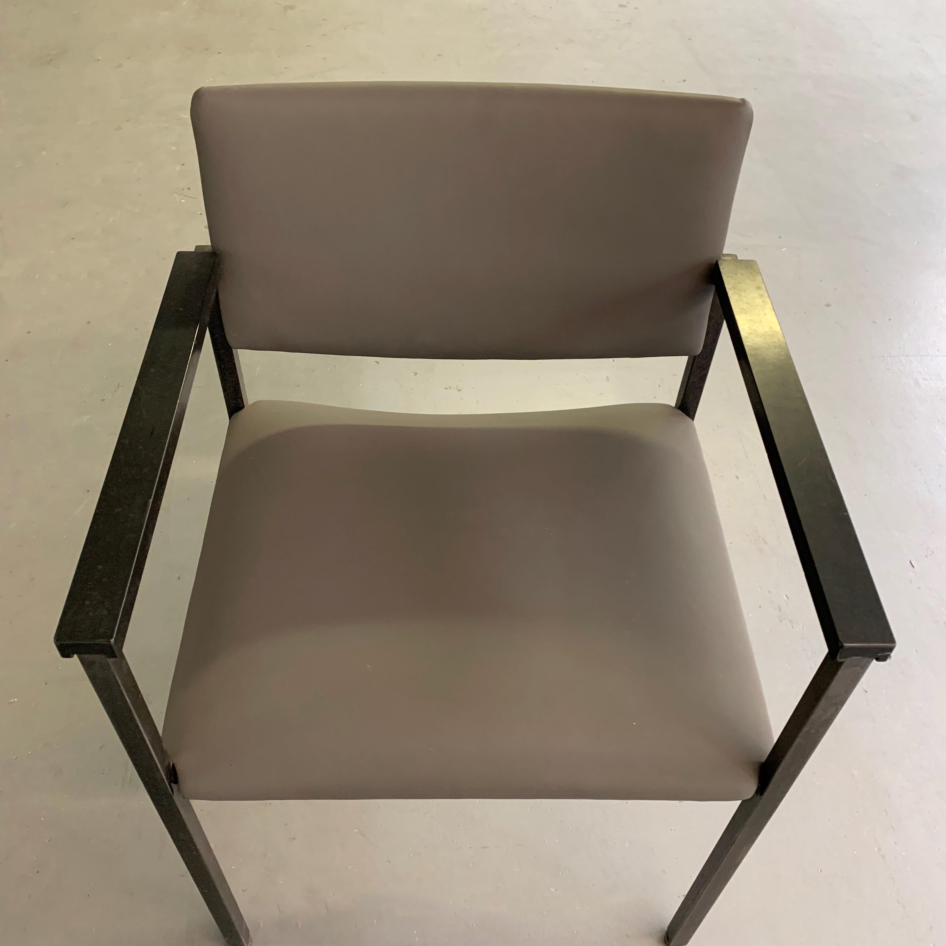 Mid-Century Modern Steel Frame Leather Armchair For Sale 4