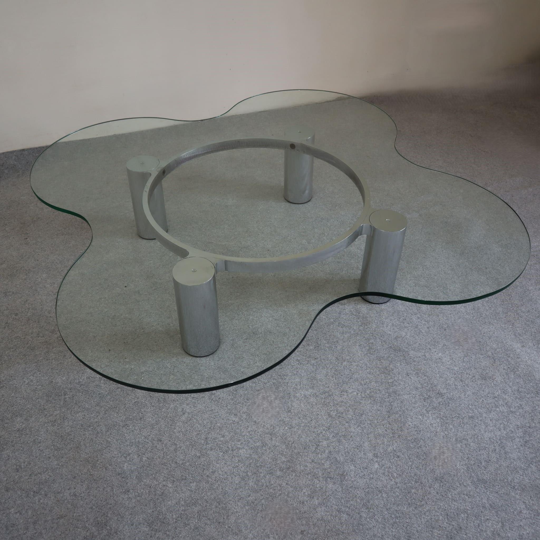 Moderner Couchtisch aus Stahlglas aus der Mitte des Jahrhunderts von Lorenzo Burchiellaro, Italien 1970er Jahre im Angebot 5