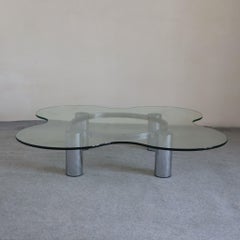Mid-century modern steel glass coffee table by Lorenzo Burchiellaro, Italy 1970s