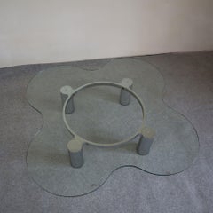 Mid-century modern steel glass coffee table by Lorenzo Burchiellaro, Italy 1970s