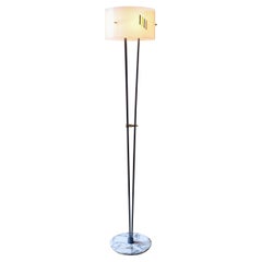 Lampadaire en acier et marbre moderne du milieu du siècle dernier par Angelo Brotto, Italie, années 50