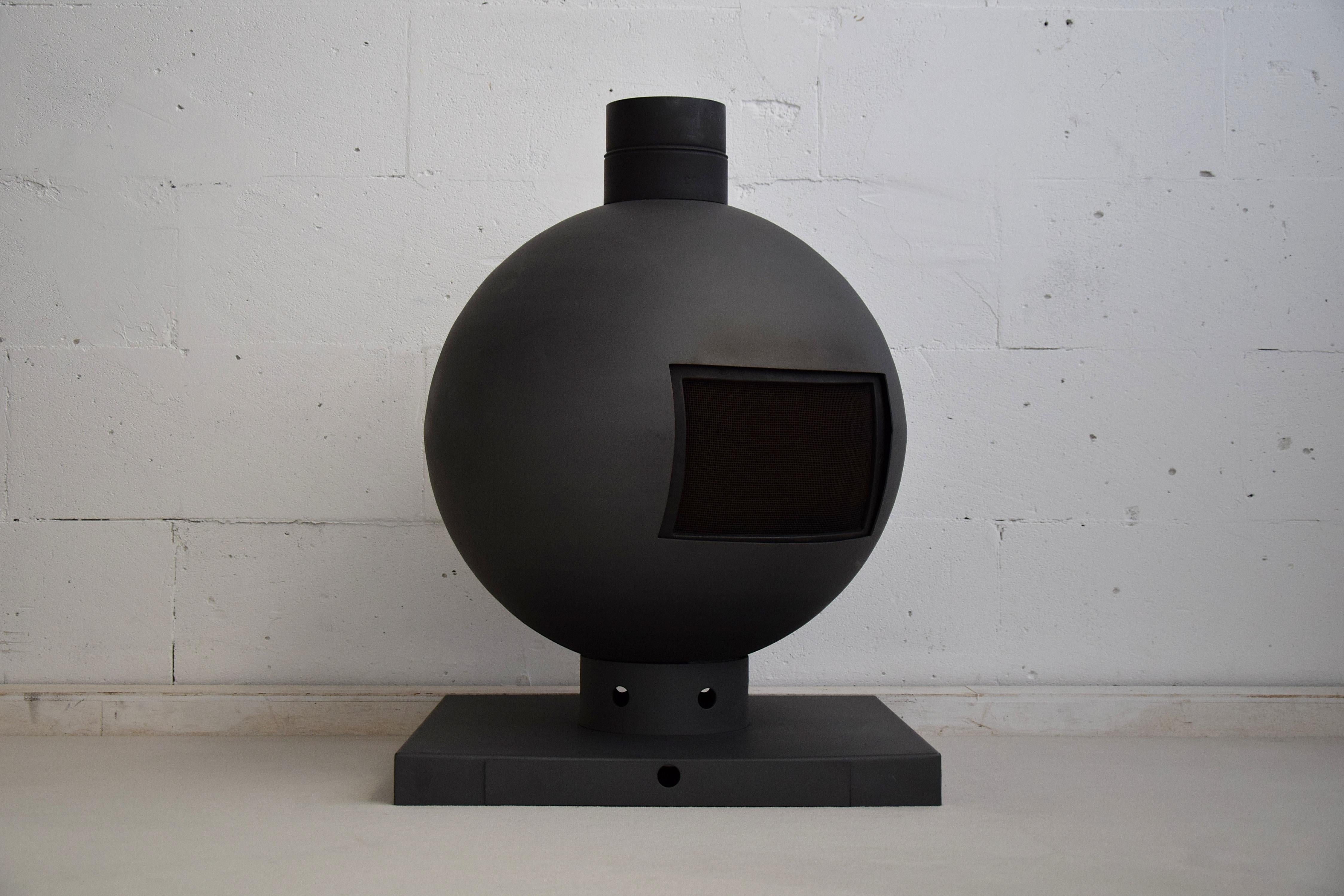 Mid-Century Modern Steel Spherical Fire Place 2