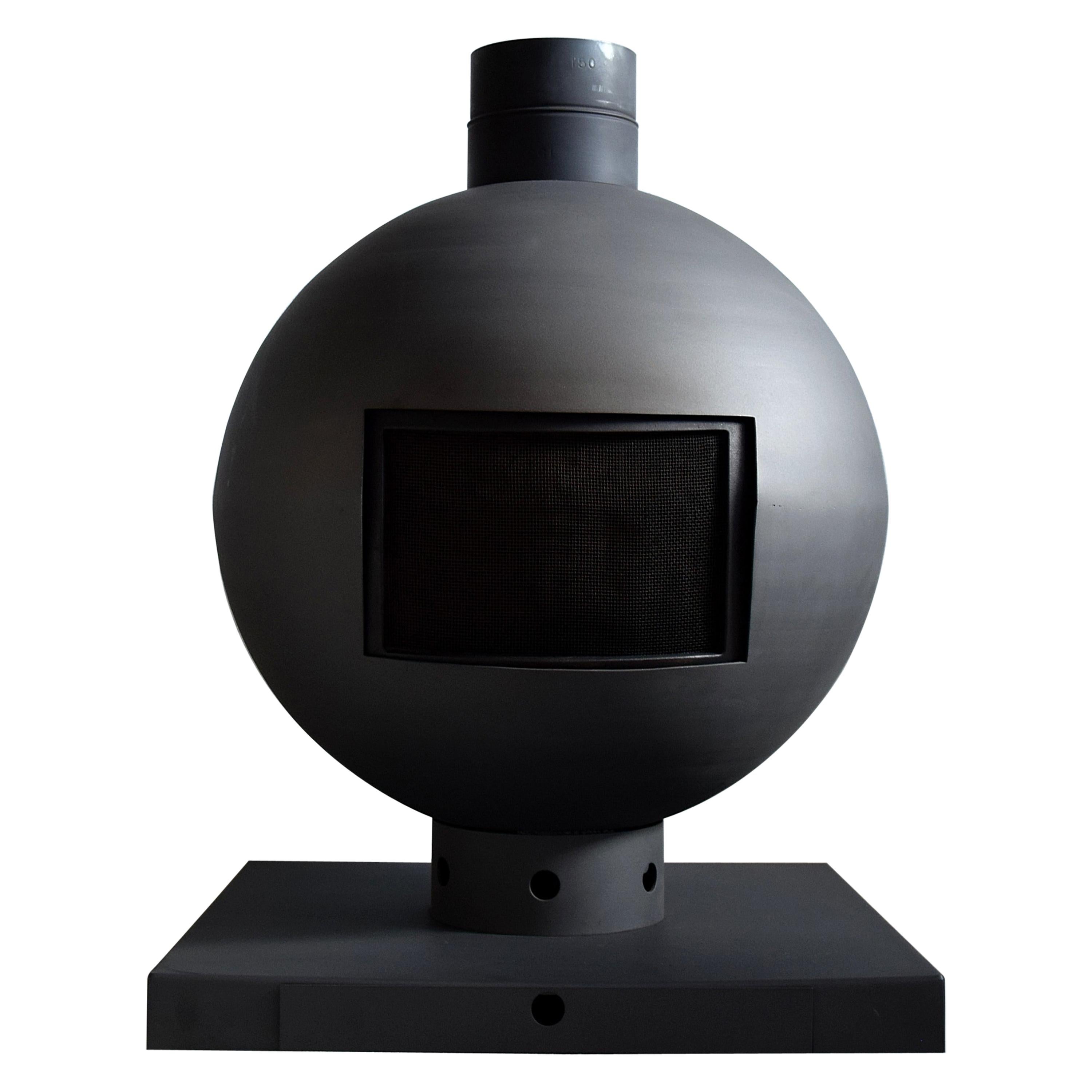 Mid-Century Modern Steel Spherical Fire Place