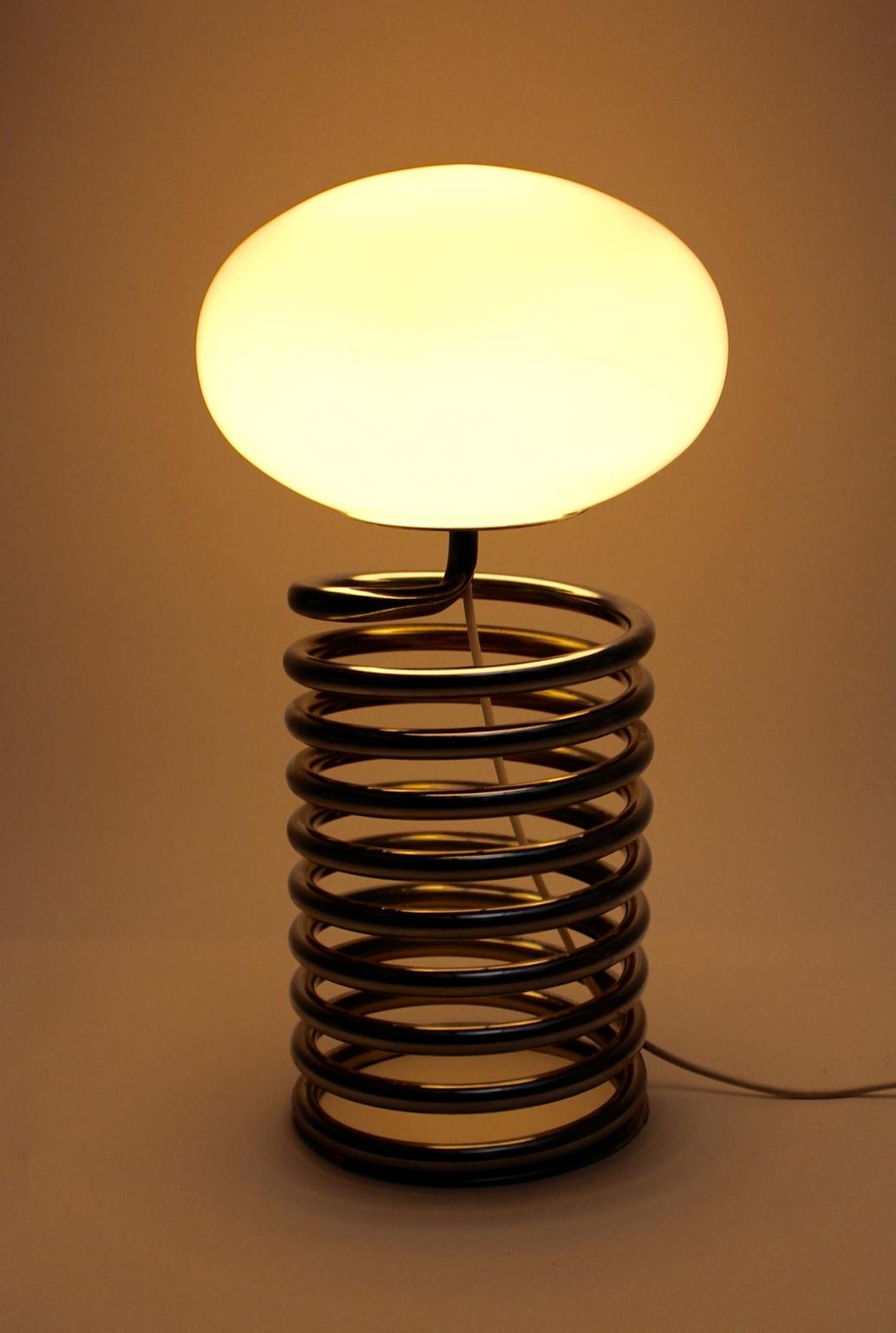 Mid-Century Modern Vintage Steel Spring Table Lamp by Ingo Maurer, Germany, 1968 1