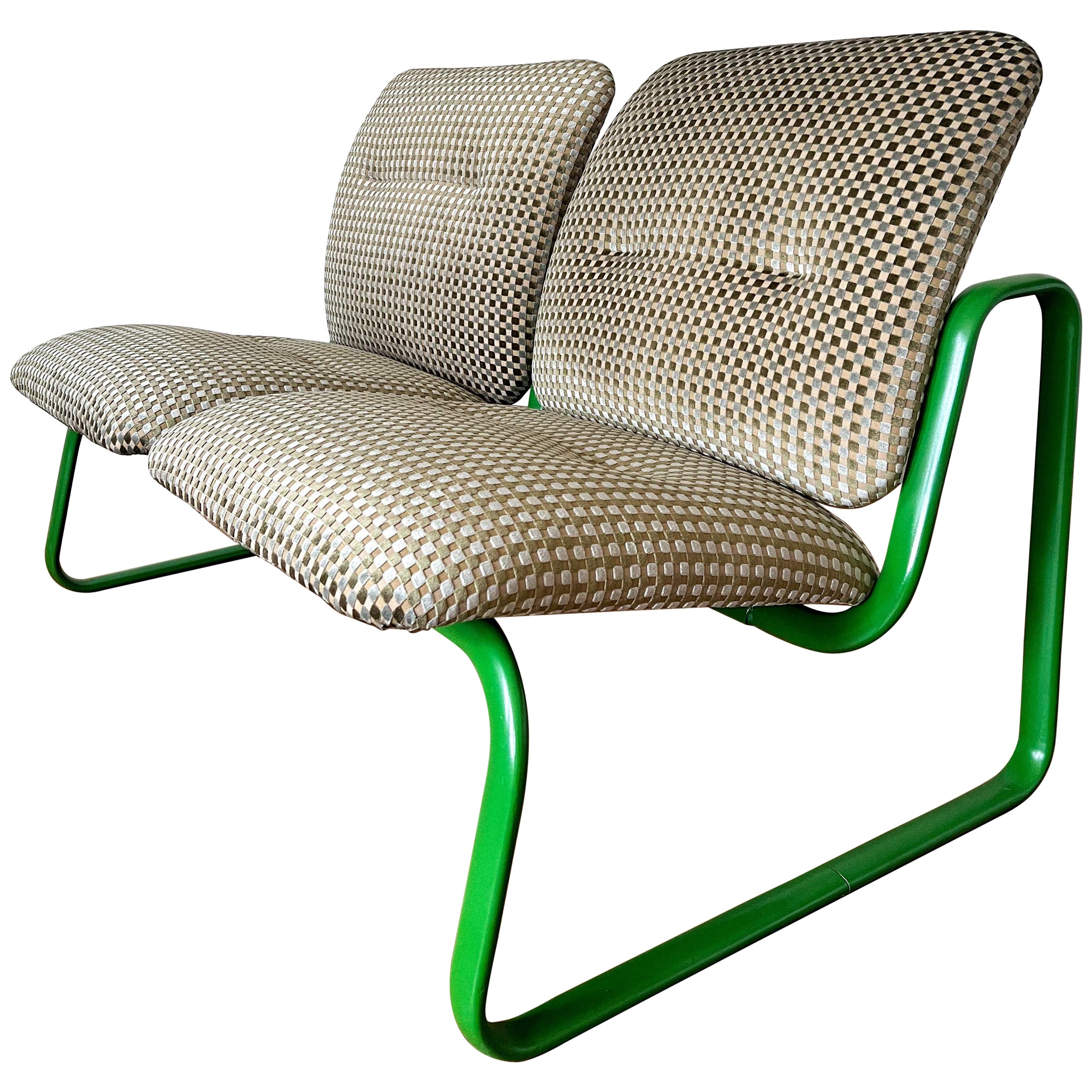 Mid Century Modern Steelcase Upholstered Bench (Green)