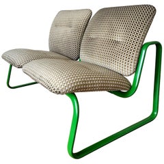Mid Century Modern Steelcase Upholstered Bench (Green)