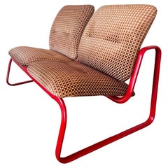 Mid Century Modern Steelcase Upholstered Bench (Red)