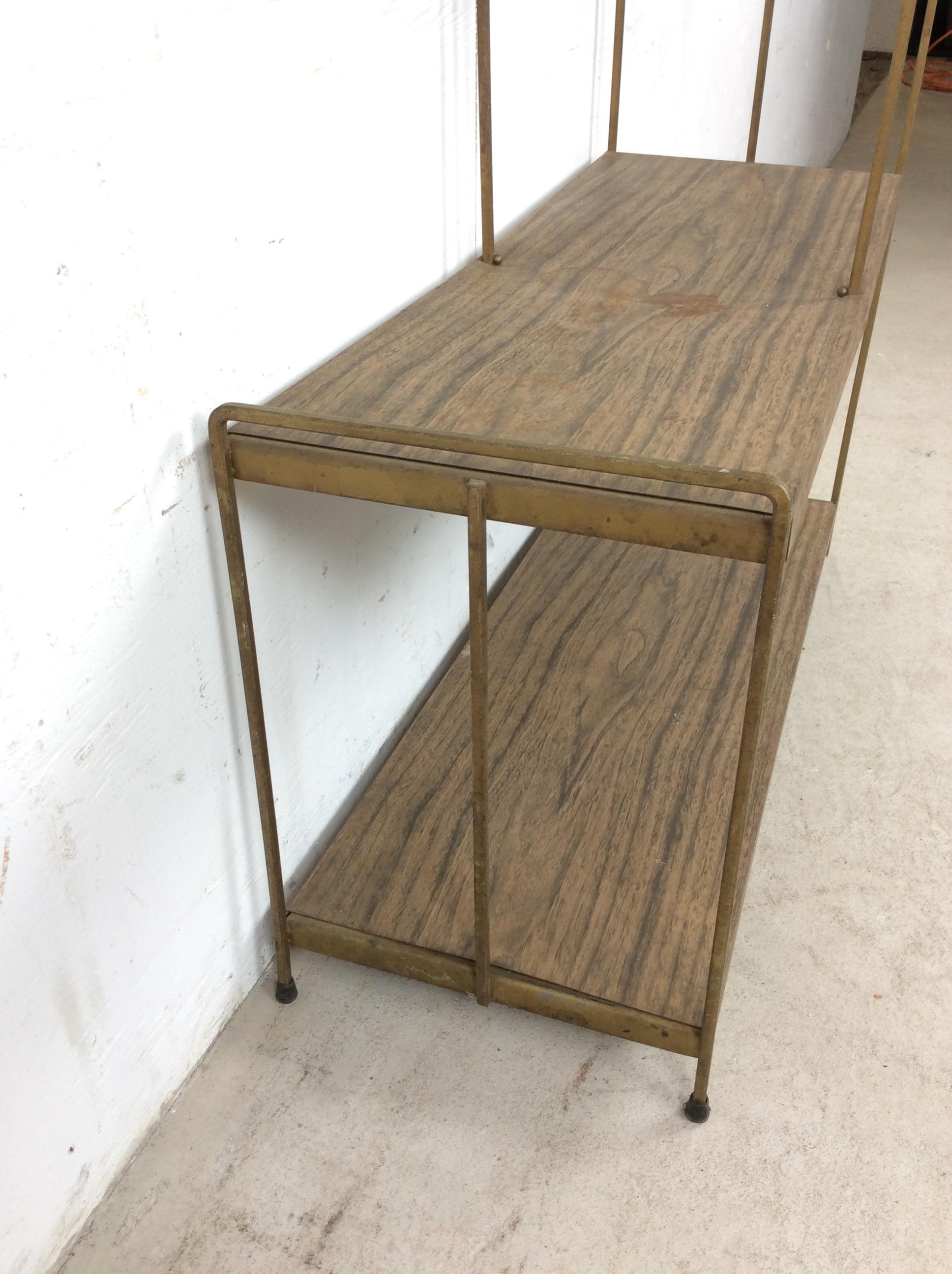 Mid Century Modern Step Shelving with Faux Wood Print in vendita 3