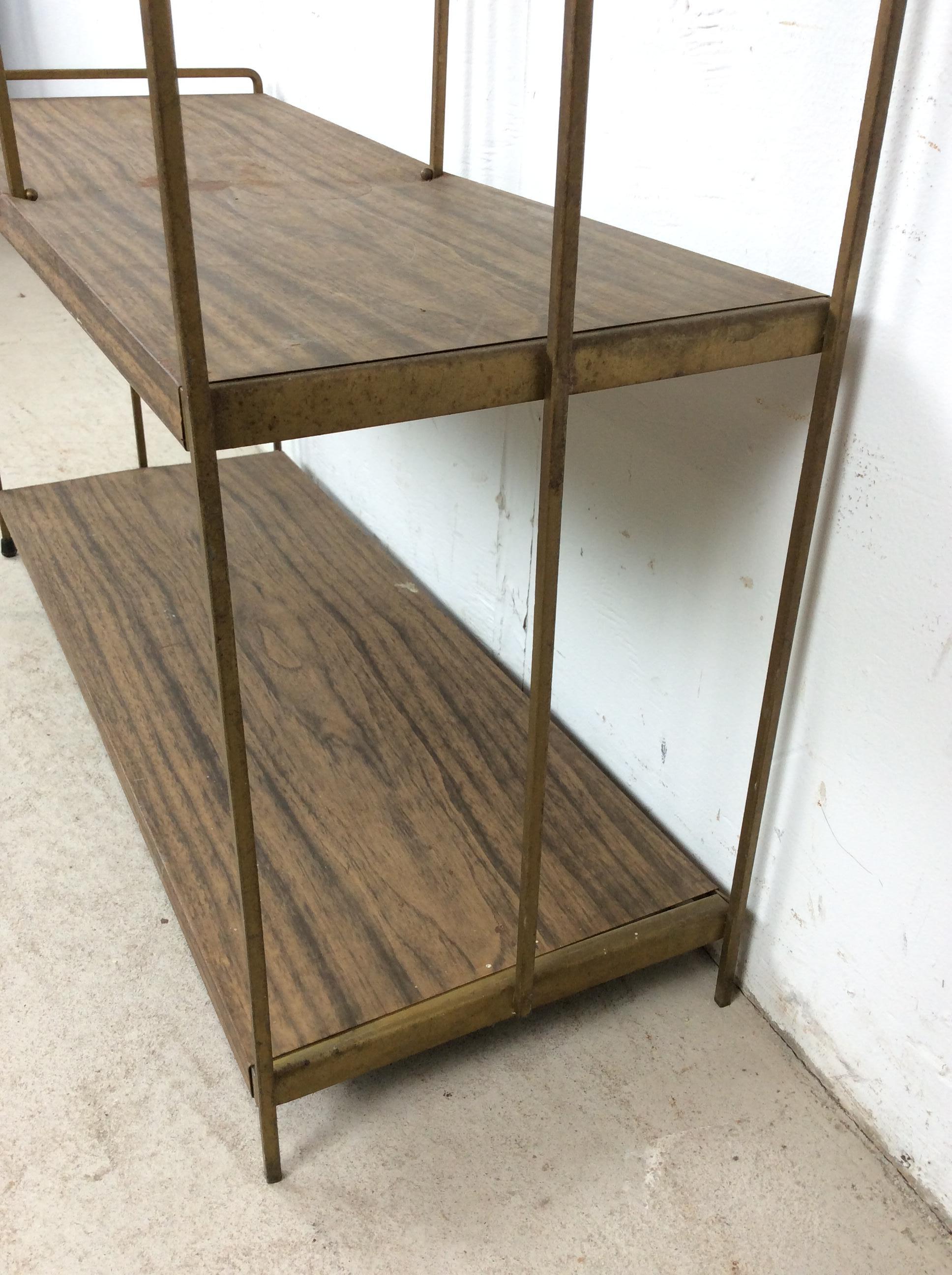 Mid Century Modern Step Shelving with Faux Wood Print in vendita 5