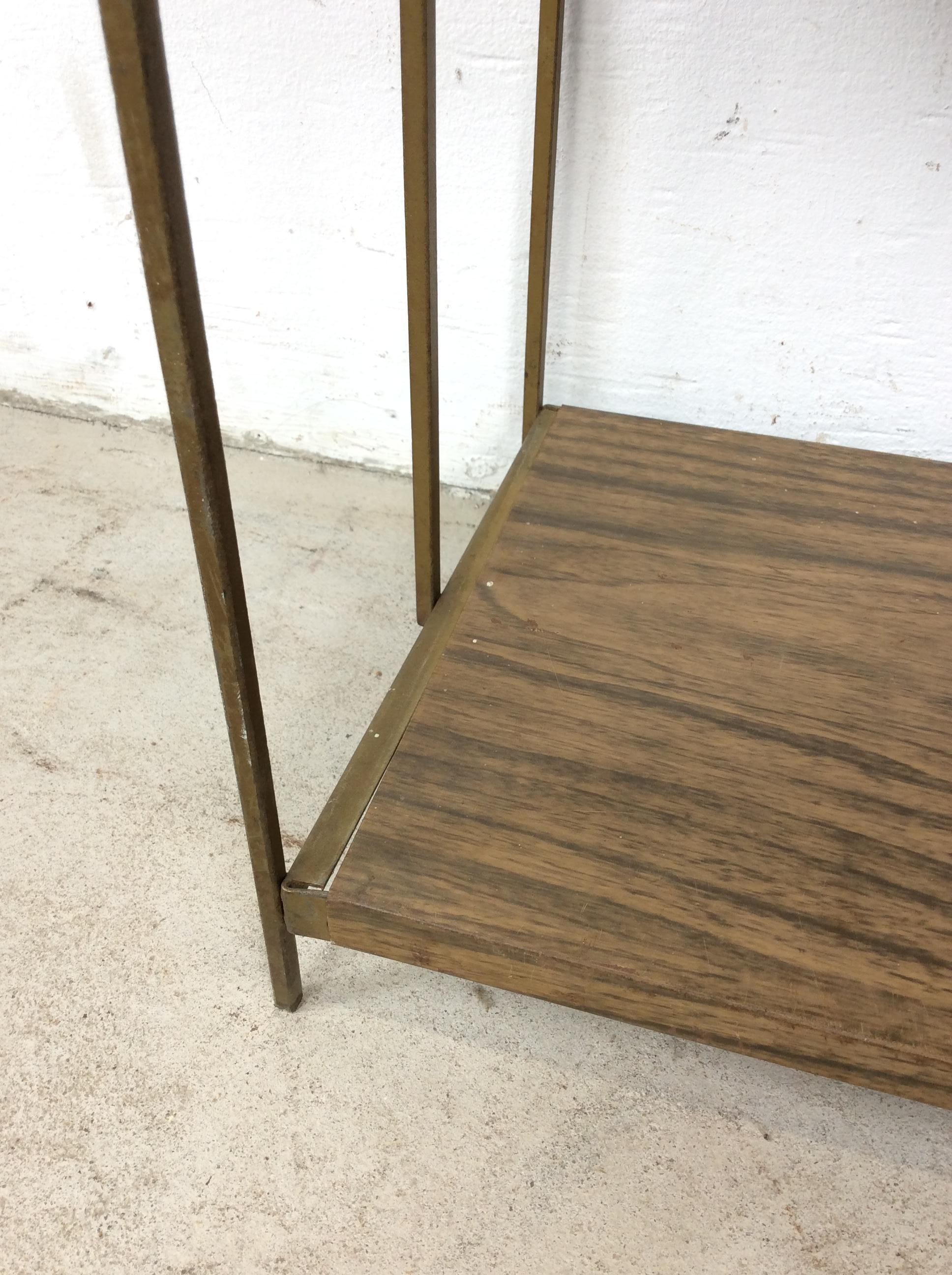 Mid Century Modern Step Shelving with Faux Wood Print in vendita 7