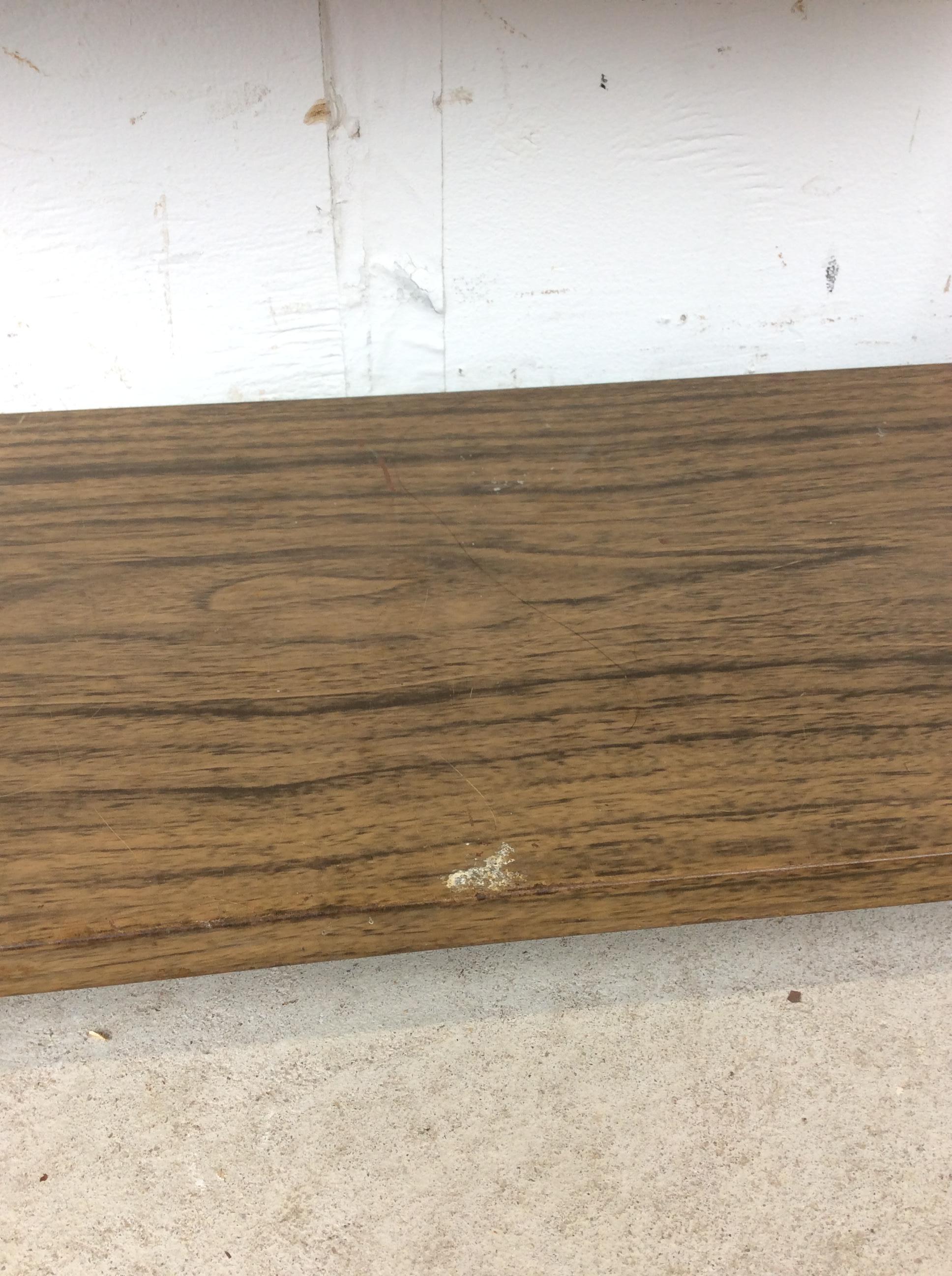 Mid Century Modern Step Shelving with Faux Wood Print in vendita 8