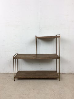 Mid Century Modern Step Shelving with Faux Wood Print