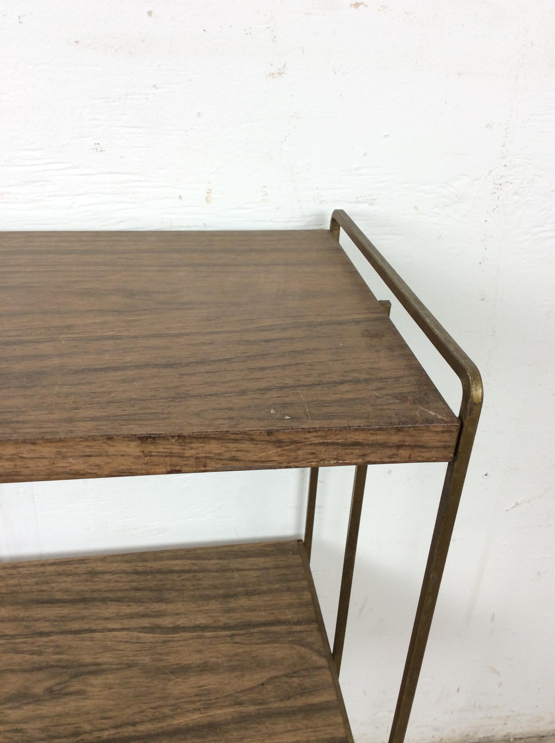 Americano Mid Century Modern Step Shelving with Faux Wood Print in vendita