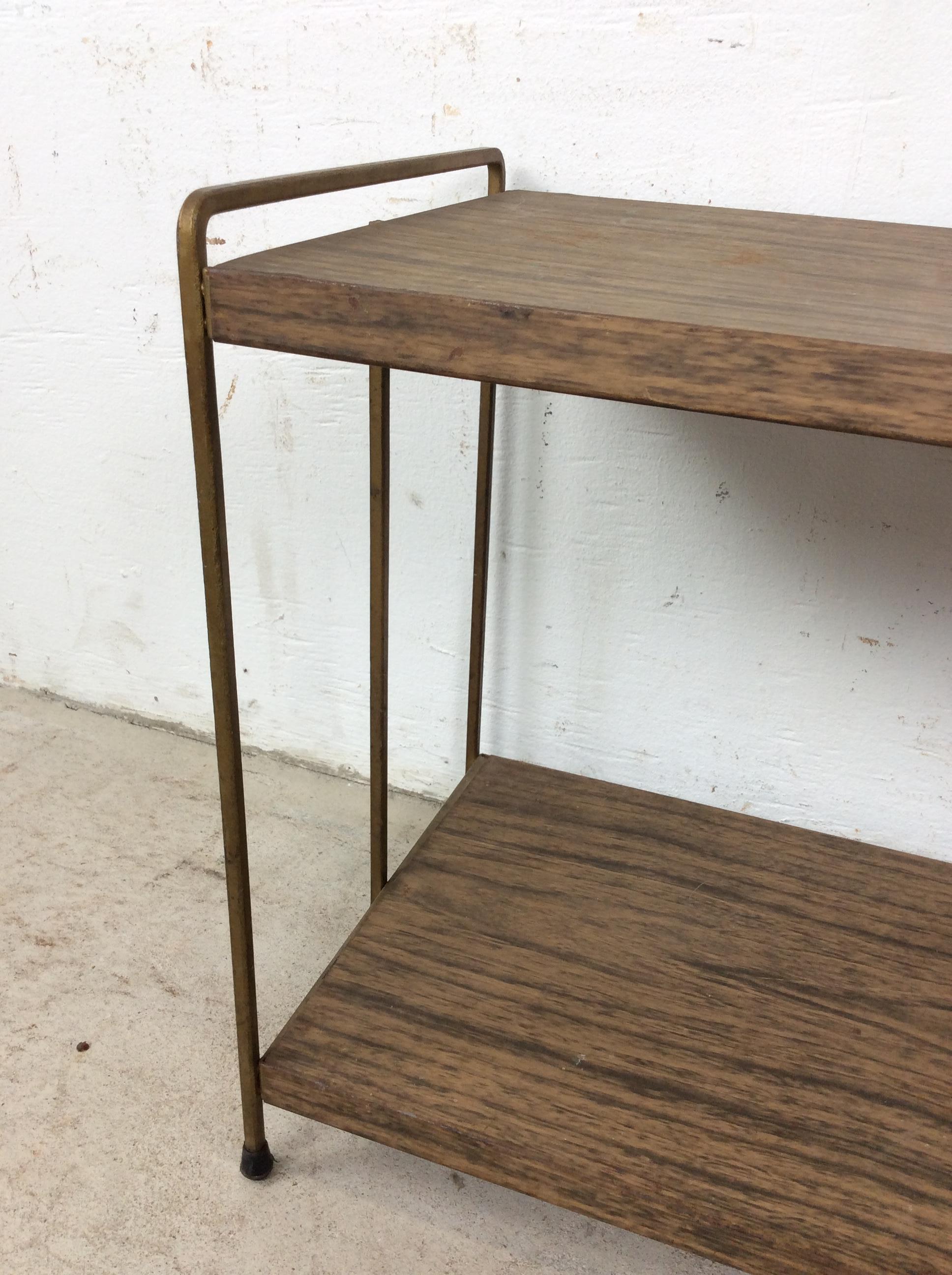 XX secolo Mid Century Modern Step Shelving with Faux Wood Print in vendita