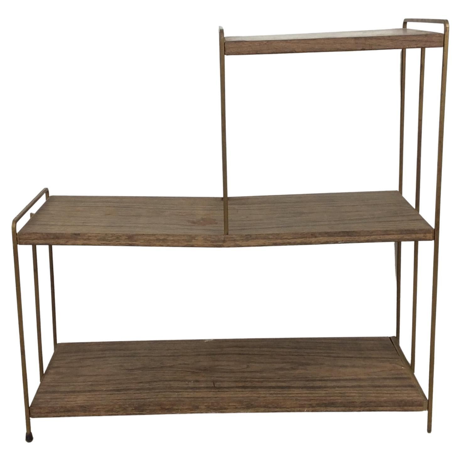 Mid Century Modern Step Shelving with Faux Wood Print