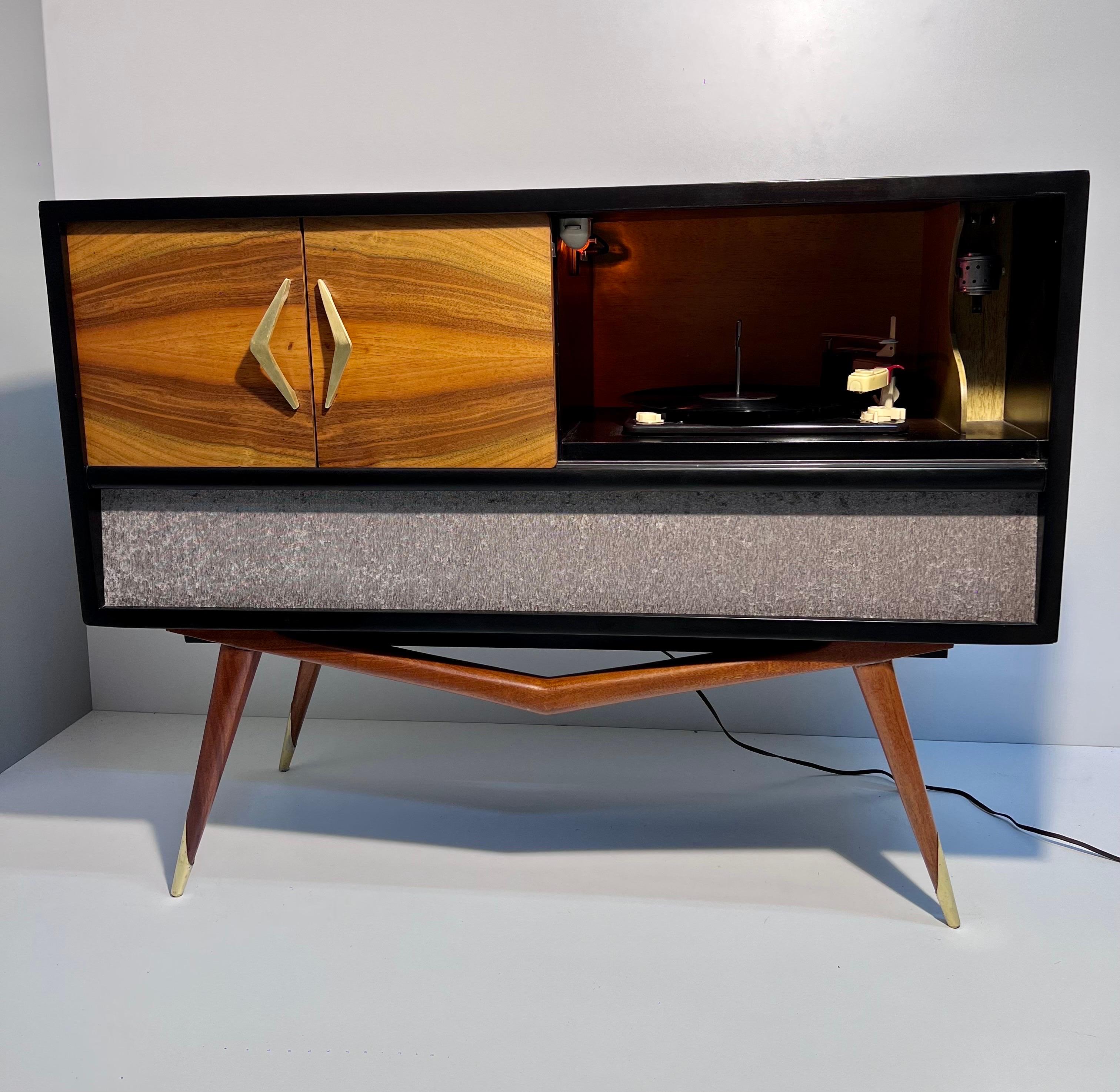 mid century modern stereo console
