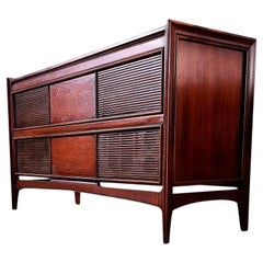 Vintage Mid-Century Modern Stereo Console Record Player bar platinum 
