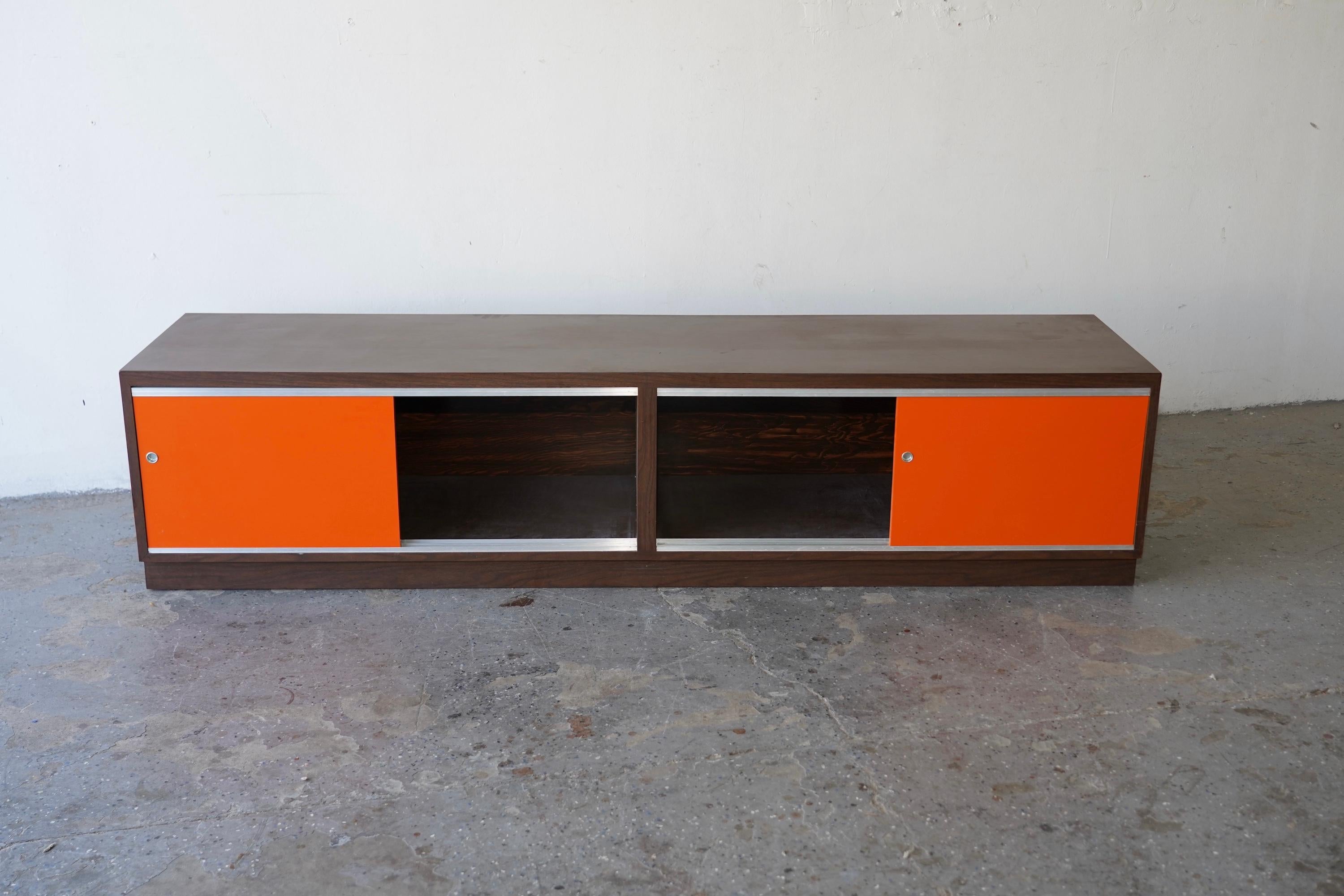 American Mid-Century Modern Stereo Media Record Console/Credenza Bench