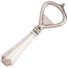 Vintage Mid-Century Modern Sterling Bottle Opener with Neoclassical Pentagonal Handle
