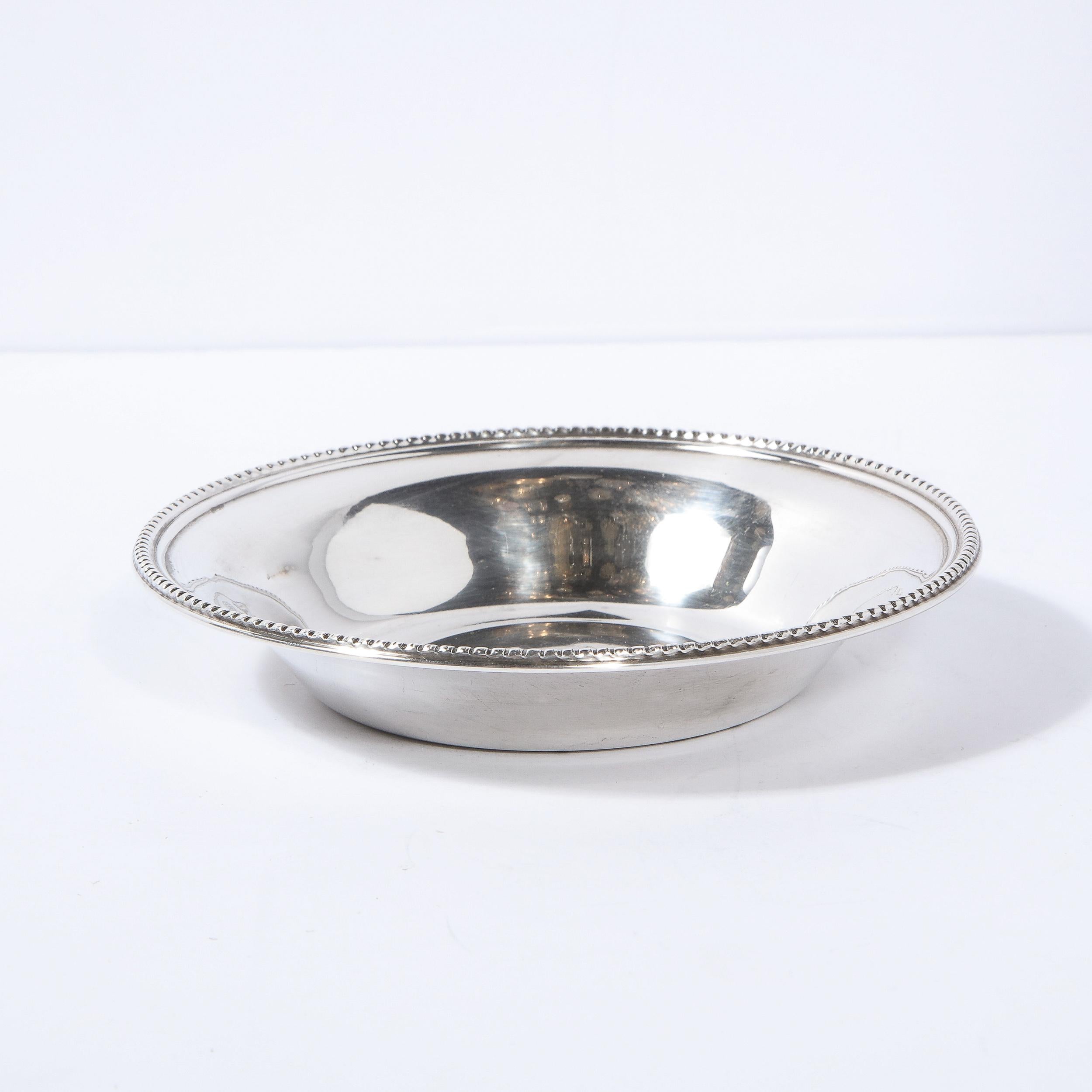American Mid-Century Modern Sterling Silver Beaded Decorative Dish/ Bowl