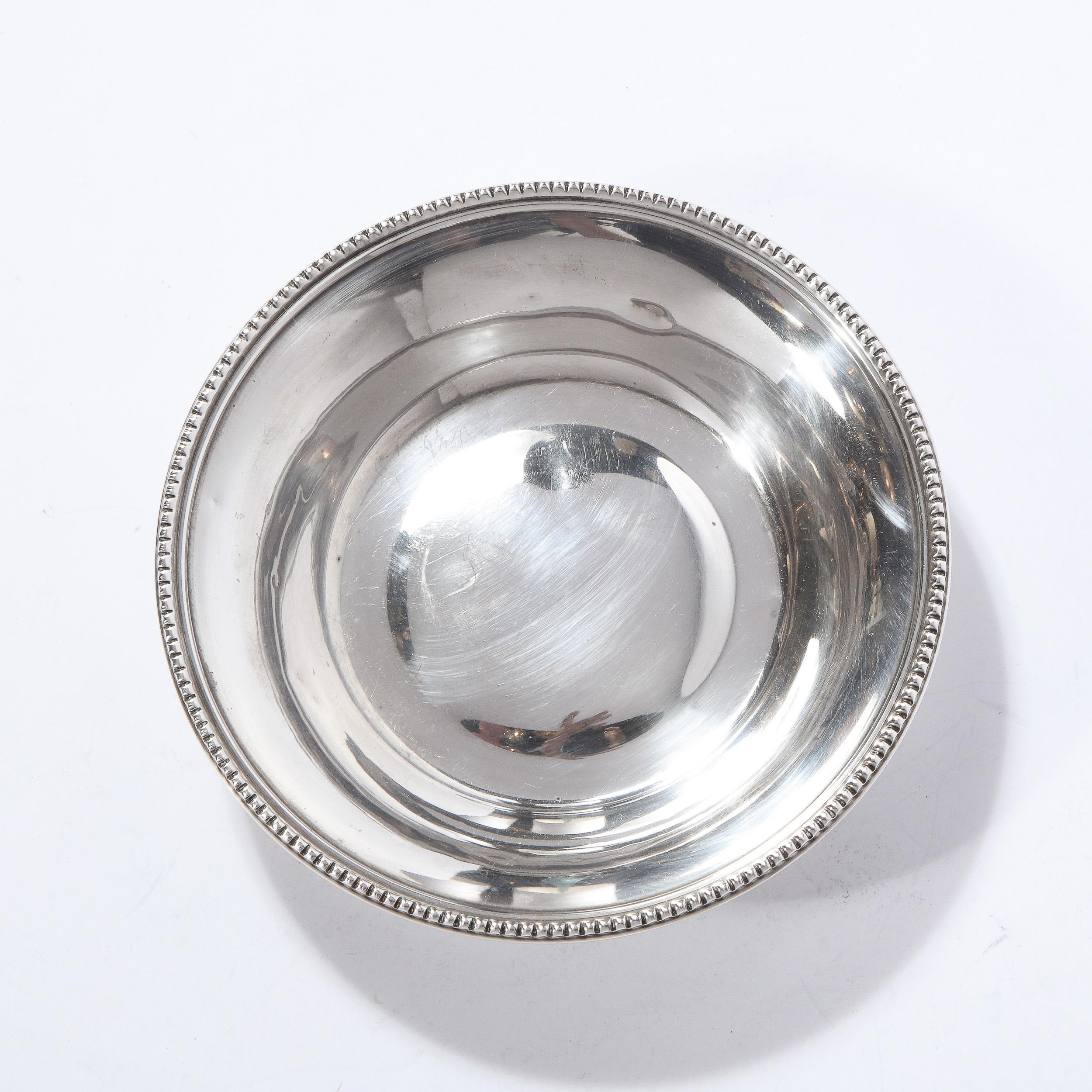 Mid-Century Modern Sterling Silver Beaded Decorative Dish/ Bowl In Excellent Condition In New York, NY