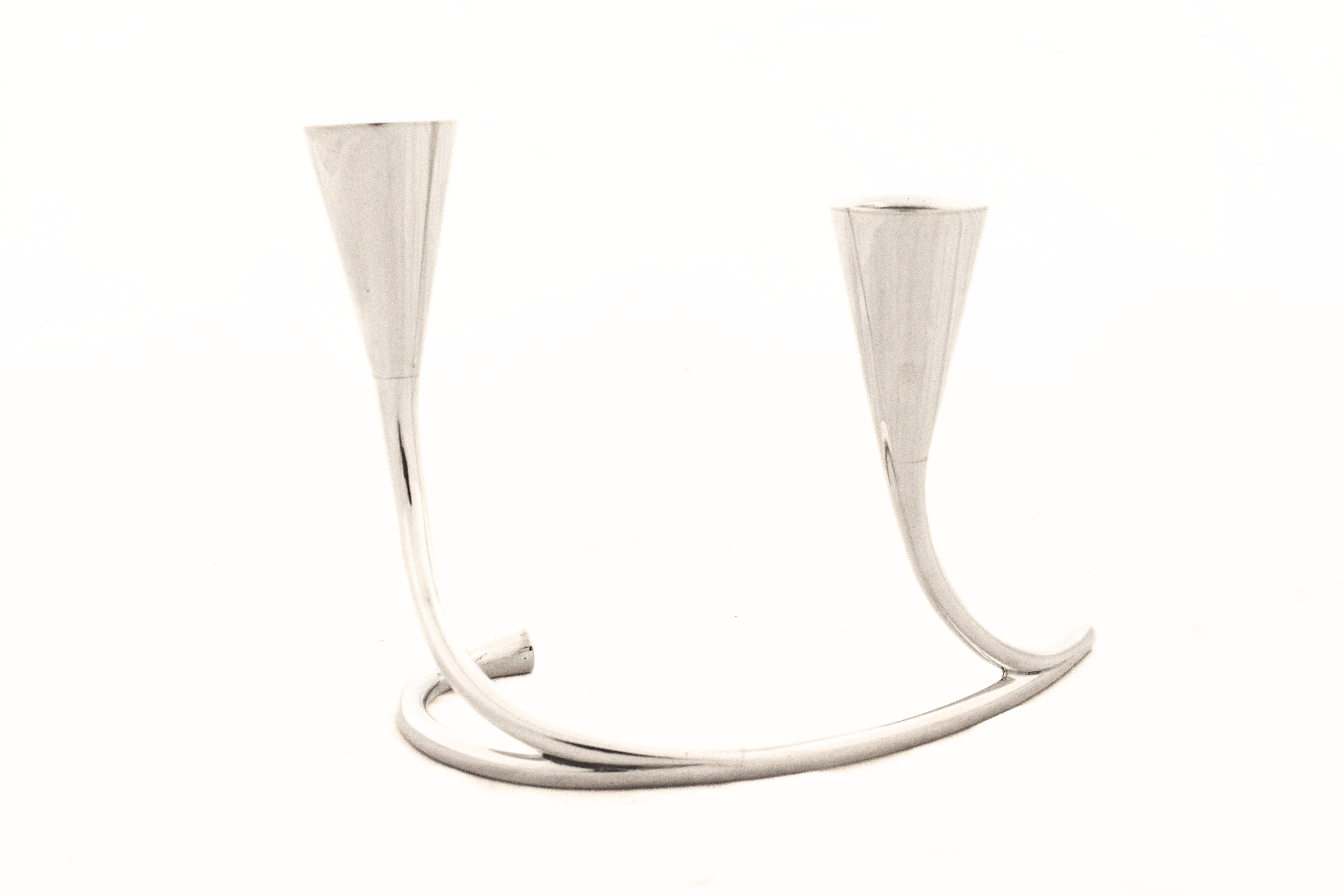 Metà XX secolo Candelabri d'argento in stile Mid-Century Modern in vendita
