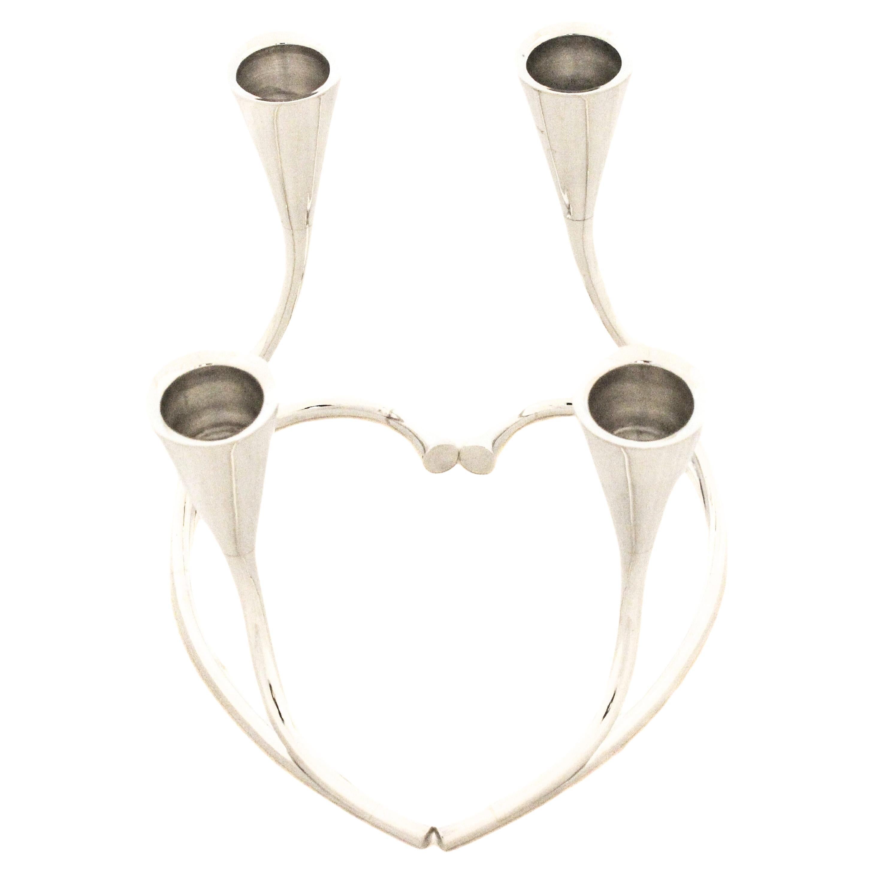 Candelabri d'argento in stile Mid-Century Modern in vendita