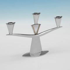 Mid-Century Modern Sterling Silver Candelabrum, Harrow School of Art, 1964