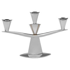 Mid-Century Modern Sterling Silver Candelabrum, Harrow School of Art, 1964