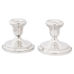 Mid-Century Modern Sterling Silver Candlesticks with Beaded Detailing