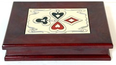 Scatola per carte da gioco in argento e smalto, Castellini, Italia, metà del secolo scorso