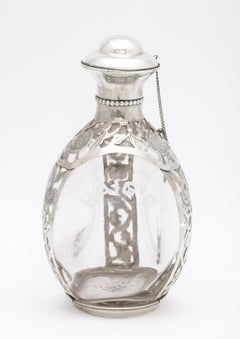 Mid-Century Modern Sterling Silver Floral Overlay Haig's Scotch Bottle